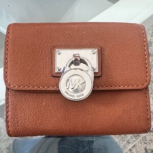 Michael Kors Tan Leather Wallet with Silver Accents